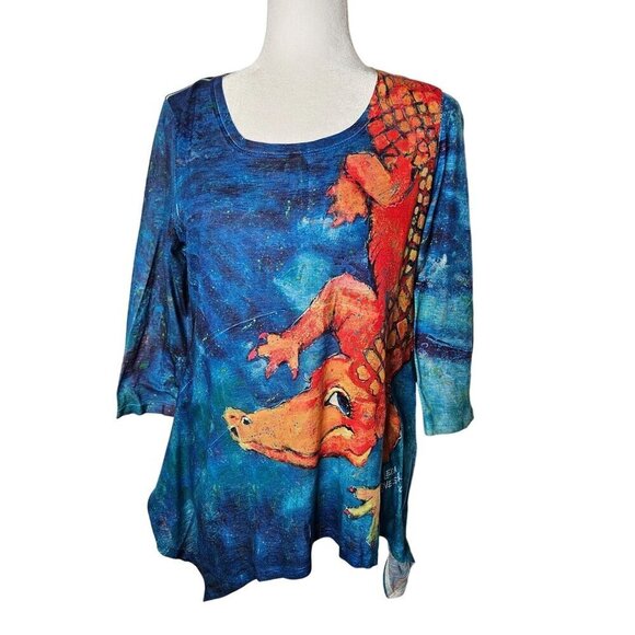 Leoma Lovegrove Tops - Leoma Lovegrove Gators Shirt Size Medium Blue Orange 3/4 Sleeves Round Neck
